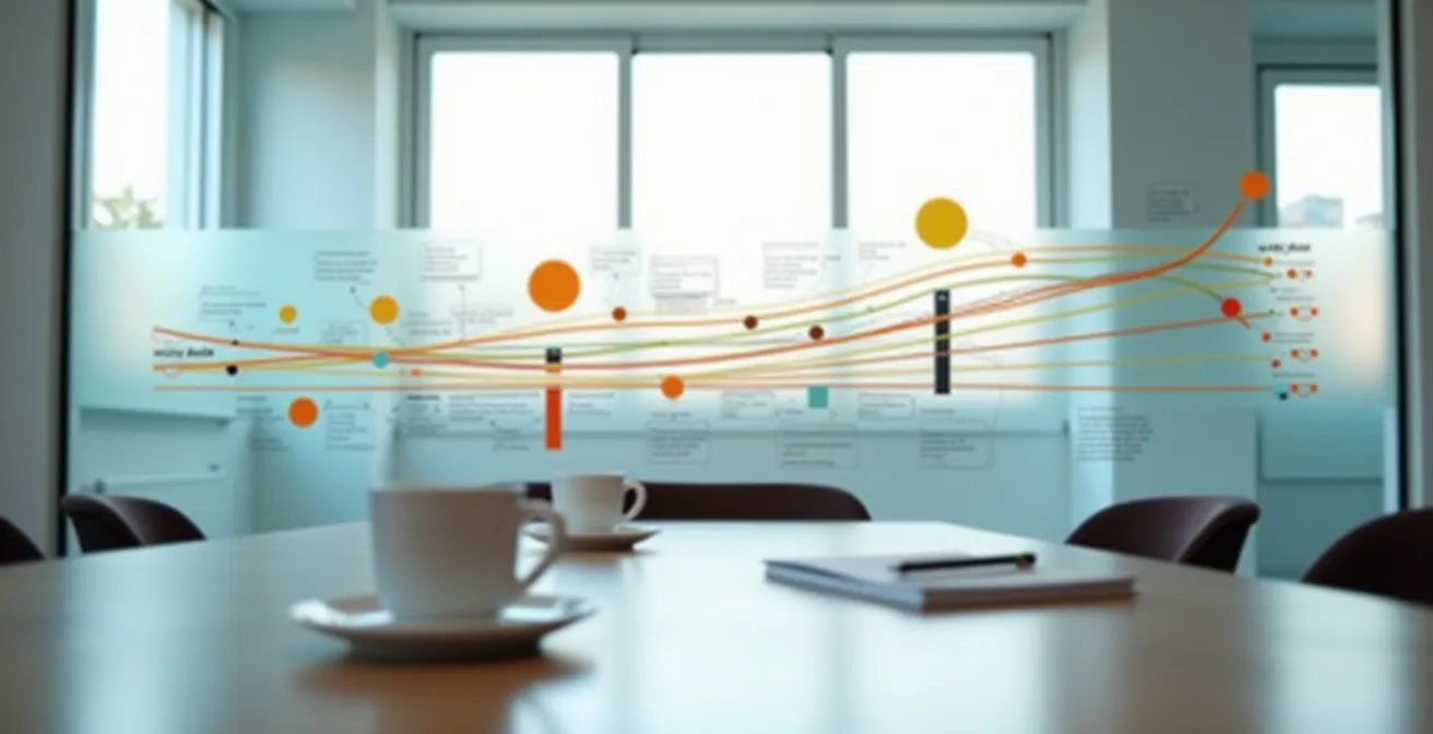 Visualización de cronograma estratégico con hitos clave para startups