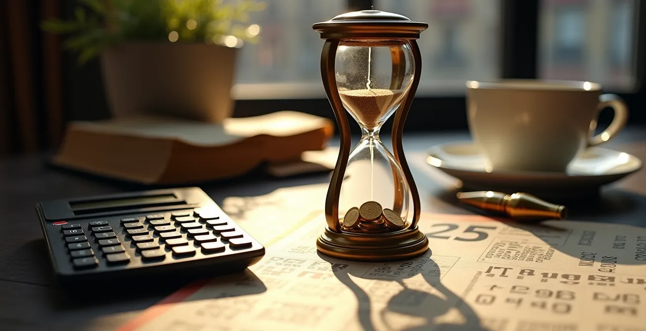 Calendario fiscal español con fechas clave de pagos tributarios y gestión de caja