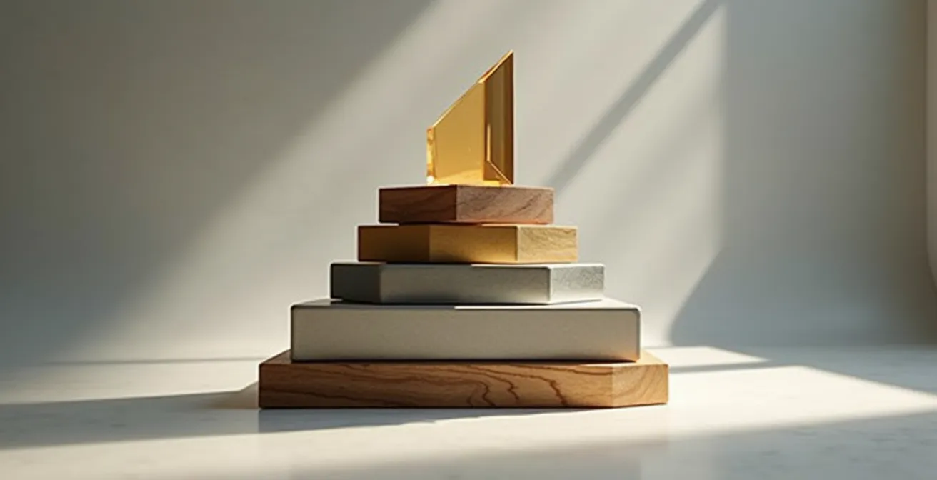 Representación visual abstracta de diferentes segmentos de clientes organizados en capas con elementos simbólicos de valor y frecuencia