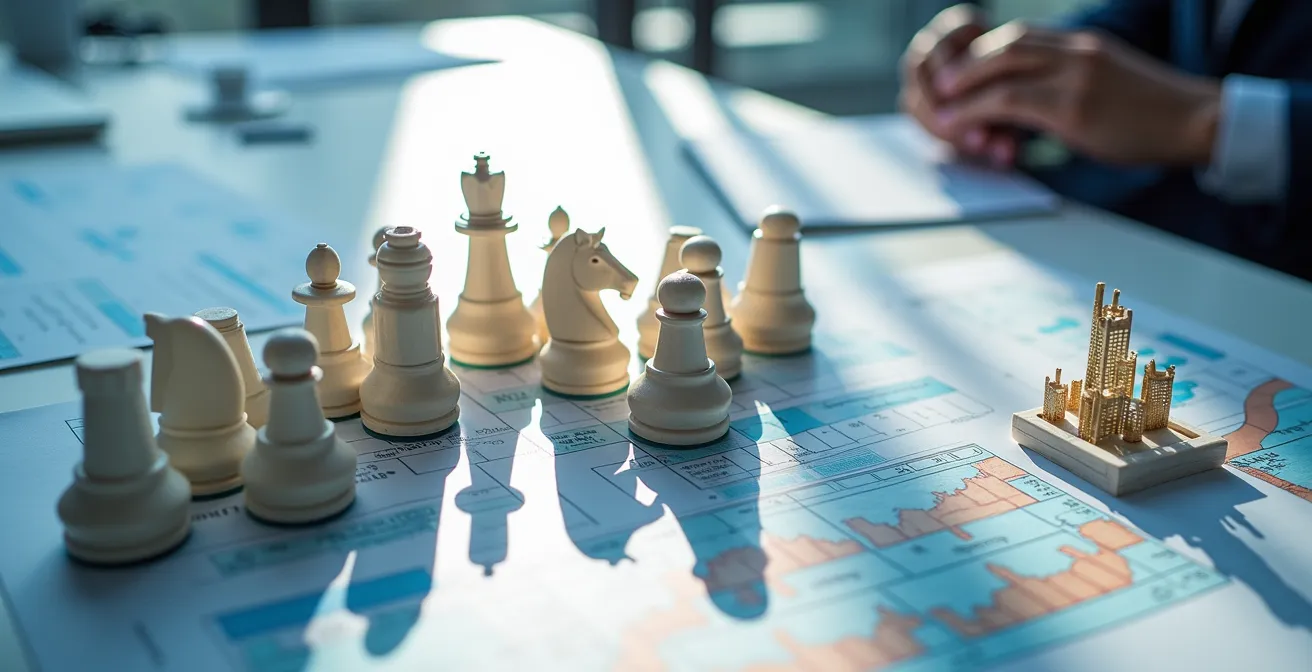 Equipo de startup presentando métricas y roadmap estratégico en sala de reuniones moderna